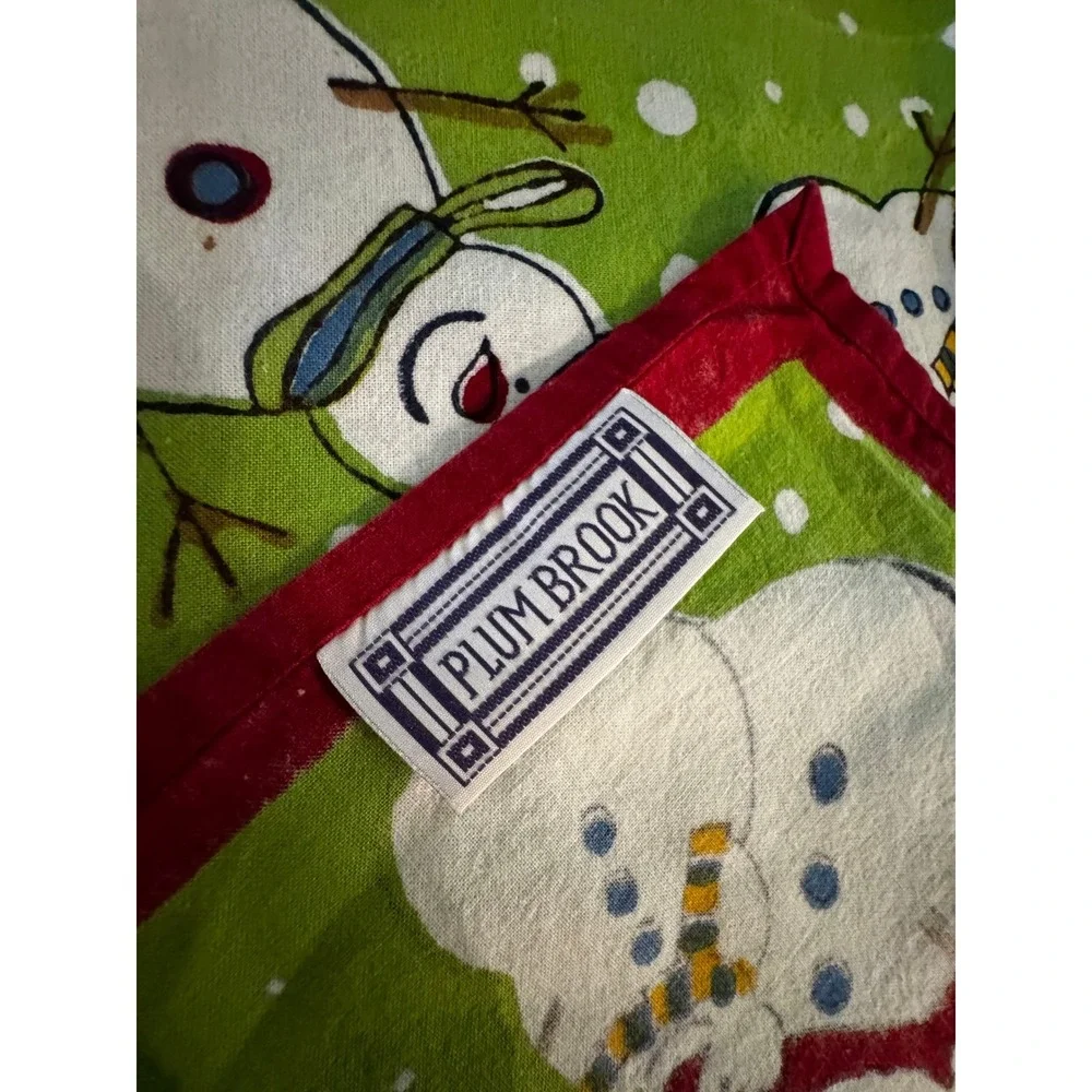 Plum Brook Napkins Unisex OS Green Excellent Snowman Hand Block Print Set of 8